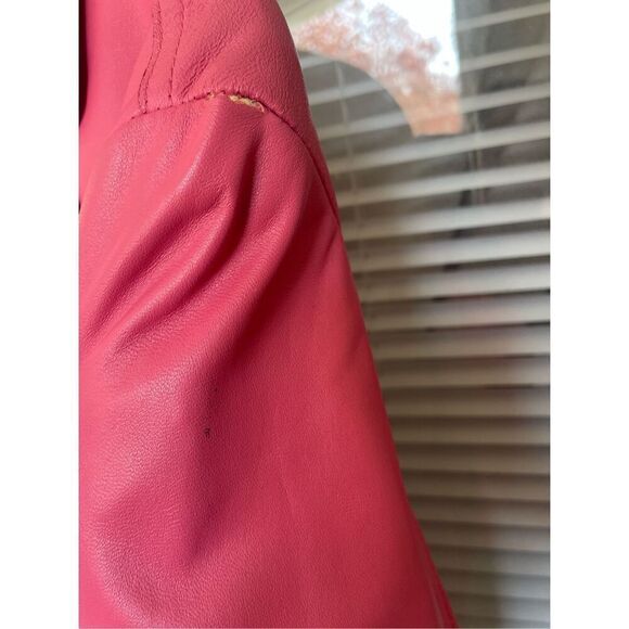 Vintage Pamela McCoy Collections Leather Fuchsia Blazer Jacket S - Picture 9 of 9